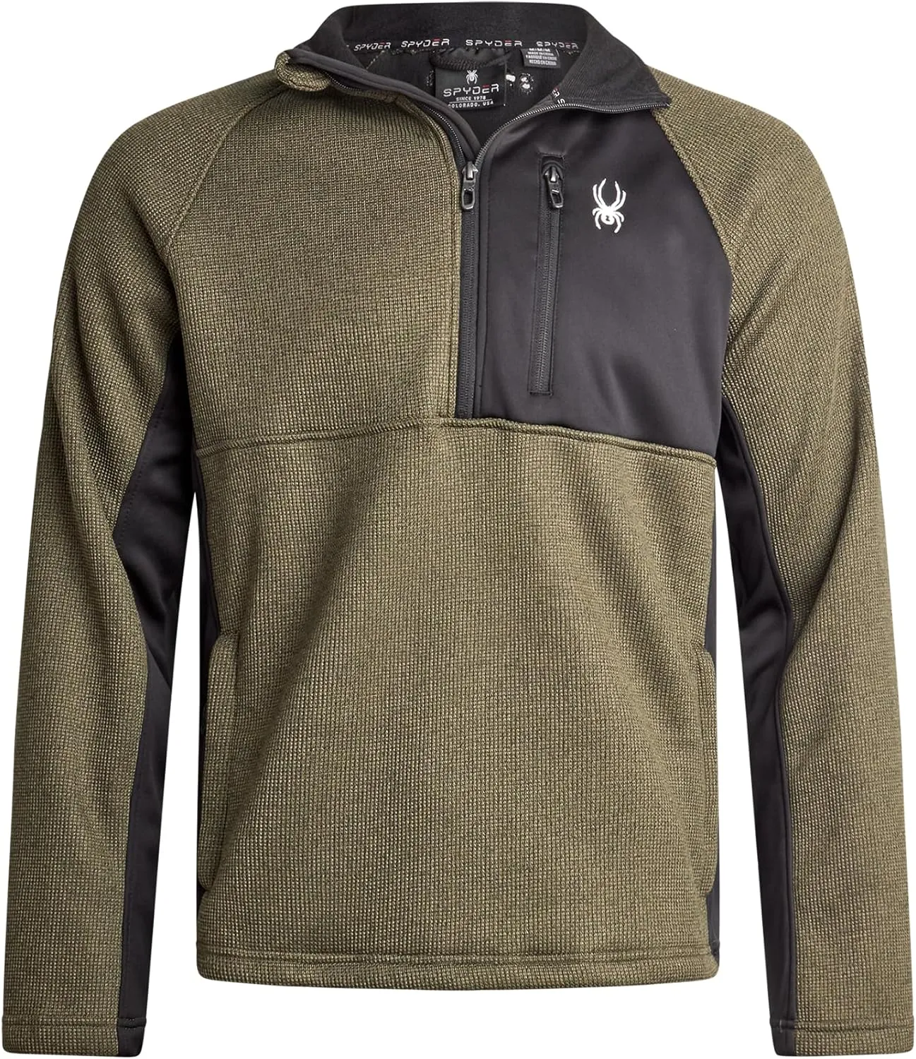 Spyder Men's Quarter Zip Pullover Sweater - Midweight Wind Resistant Fleece Mock Neck Sweatshirt for Workout, Hiking and Golf