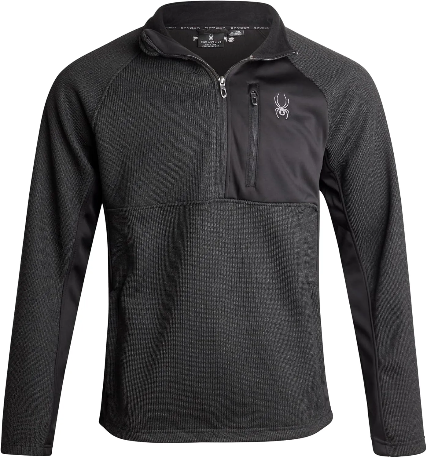Spyder Men's Quarter Zip Pullover Sweater - Midweight Wind Resistant Fleece Mock Neck Sweatshirt for Workout, Hiking and Golf