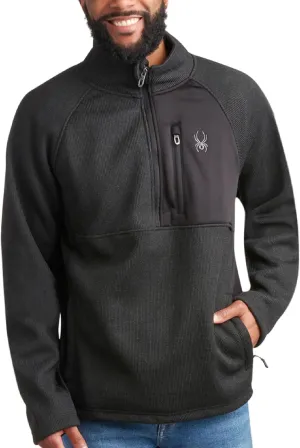 Spyder Men's Quarter Zip Pullover Sweater - Midweight Wind Resistant Fleece Mock Neck Sweatshirt for Workout, Hiking and Golf