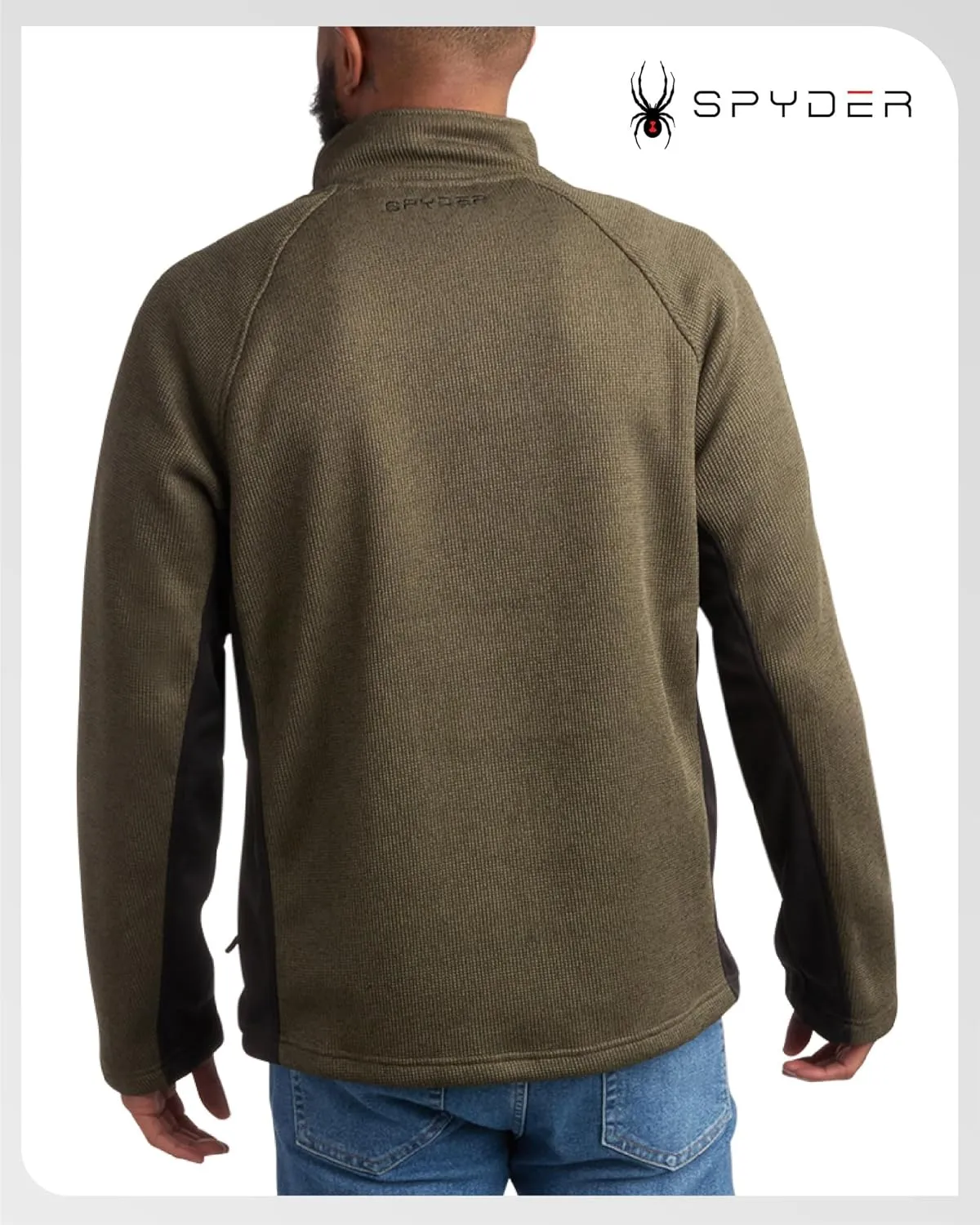 Spyder Men's Quarter Zip Pullover Sweater - Midweight Wind Resistant Fleece Mock Neck Sweatshirt for Workout, Hiking and Golf