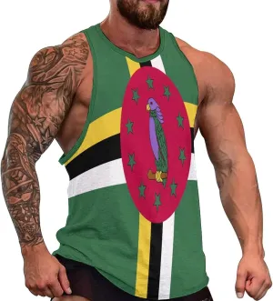 TAIZIYEAH Dominican Flag Mens Workout Tank Tops Gym Loose Fit Sleeveless Shirt Summer Beach Crewneck Breathable Tees