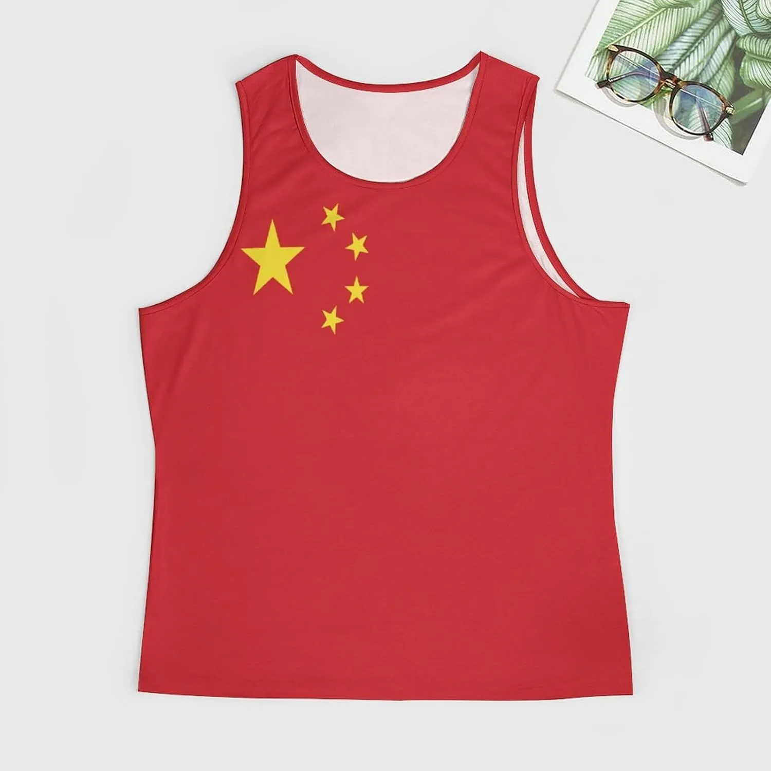 TAIZIYEAH Dominican Flag Mens Workout Tank Tops Gym Loose Fit Sleeveless Shirt Summer Beach Crewneck Breathable Tees