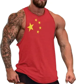 TAIZIYEAH Dominican Flag Mens Workout Tank Tops Gym Loose Fit Sleeveless Shirt Summer Beach Crewneck Breathable Tees