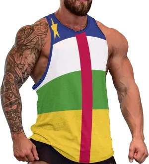TAIZIYEAH Dominican Flag Mens Workout Tank Tops Gym Loose Fit Sleeveless Shirt Summer Beach Crewneck Breathable Tees