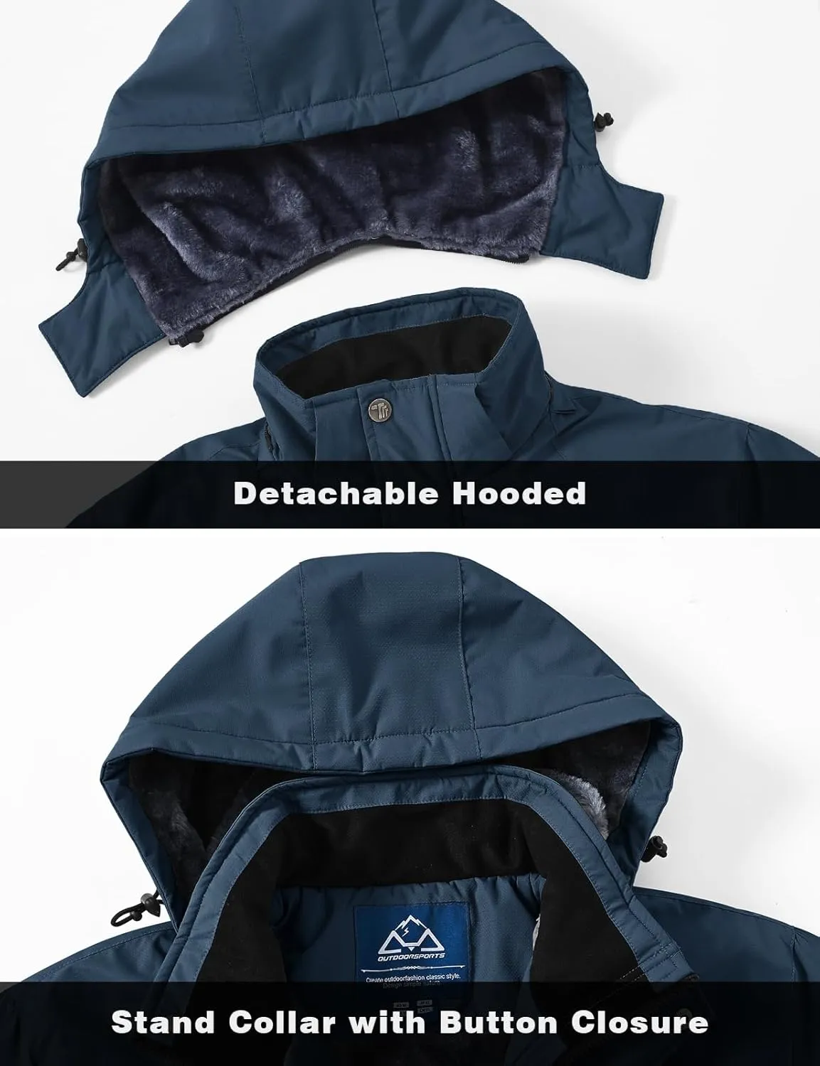 TBMPOY Men's Winter Coat Waterproof Warm Ski Snow Jackets Insulated Fleece Lined Snowboard Hooded Raincoat