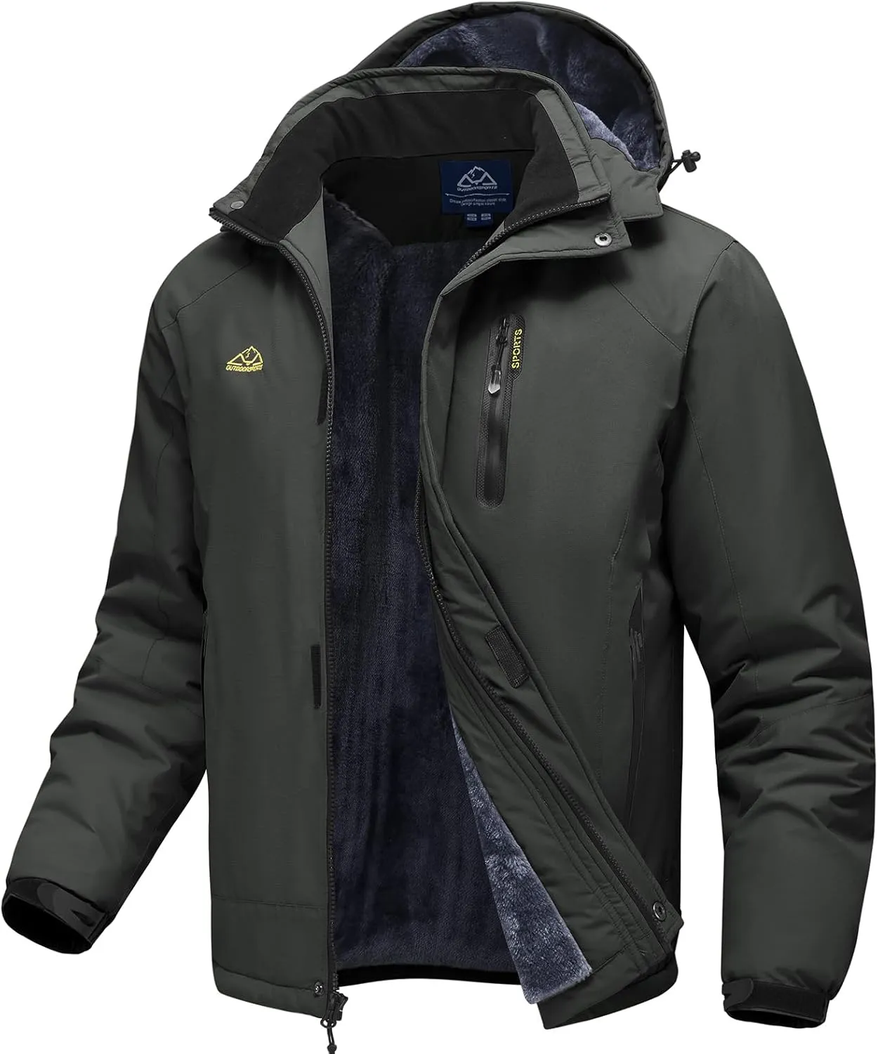 TBMPOY Men's Winter Coat Waterproof Warm Ski Snow Jackets Insulated Fleece Lined Snowboard Hooded Raincoat