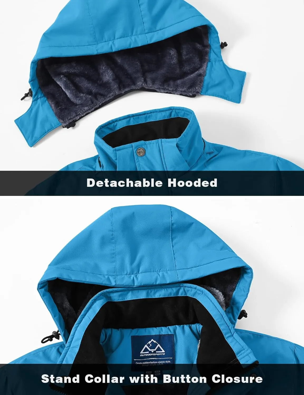 TBMPOY Men's Winter Coat Waterproof Warm Ski Snow Jackets Insulated Fleece Lined Snowboard Hooded Raincoat