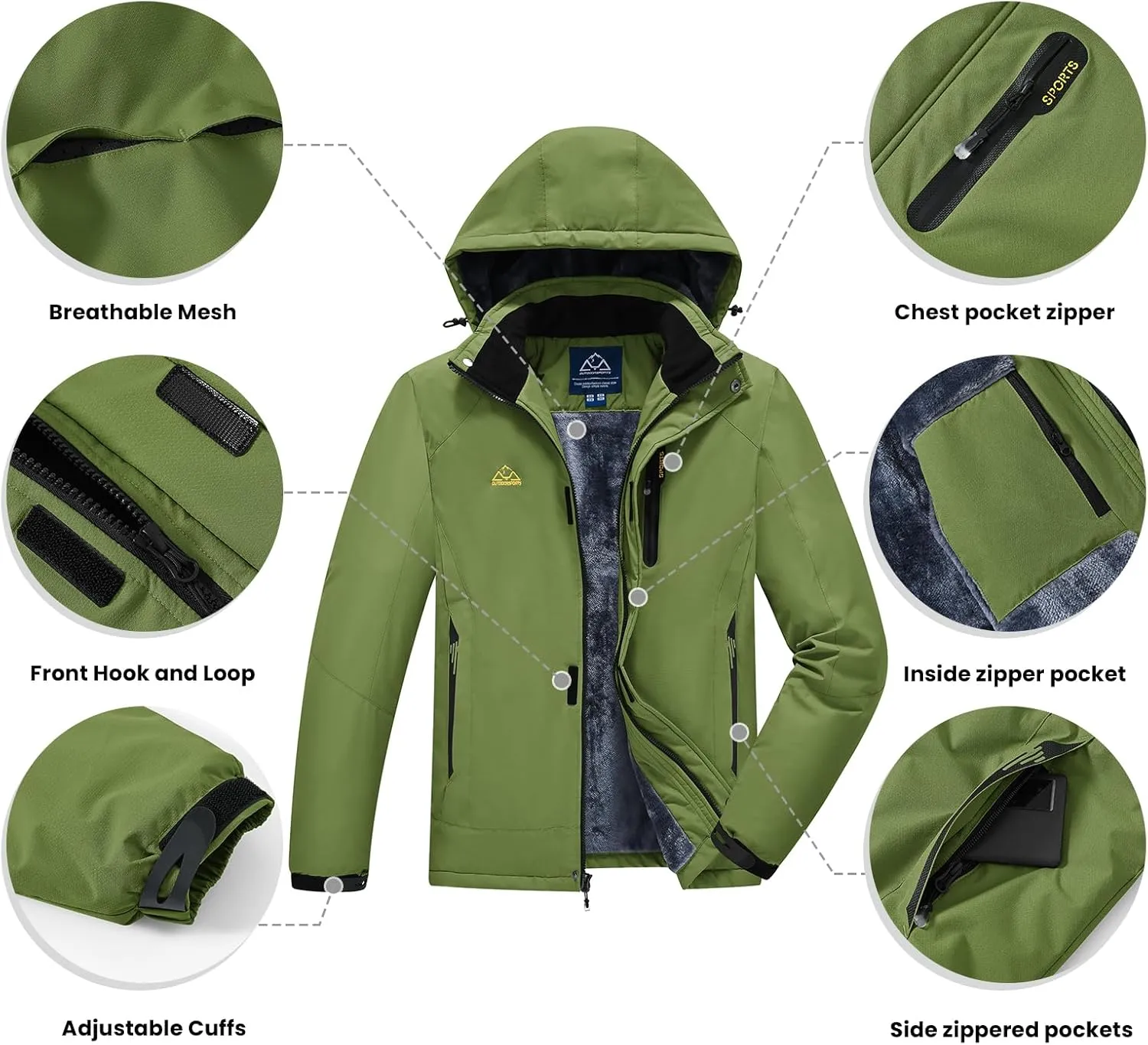 TBMPOY Men's Winter Coat Waterproof Warm Ski Snow Jackets Insulated Fleece Lined Snowboard Hooded Raincoat