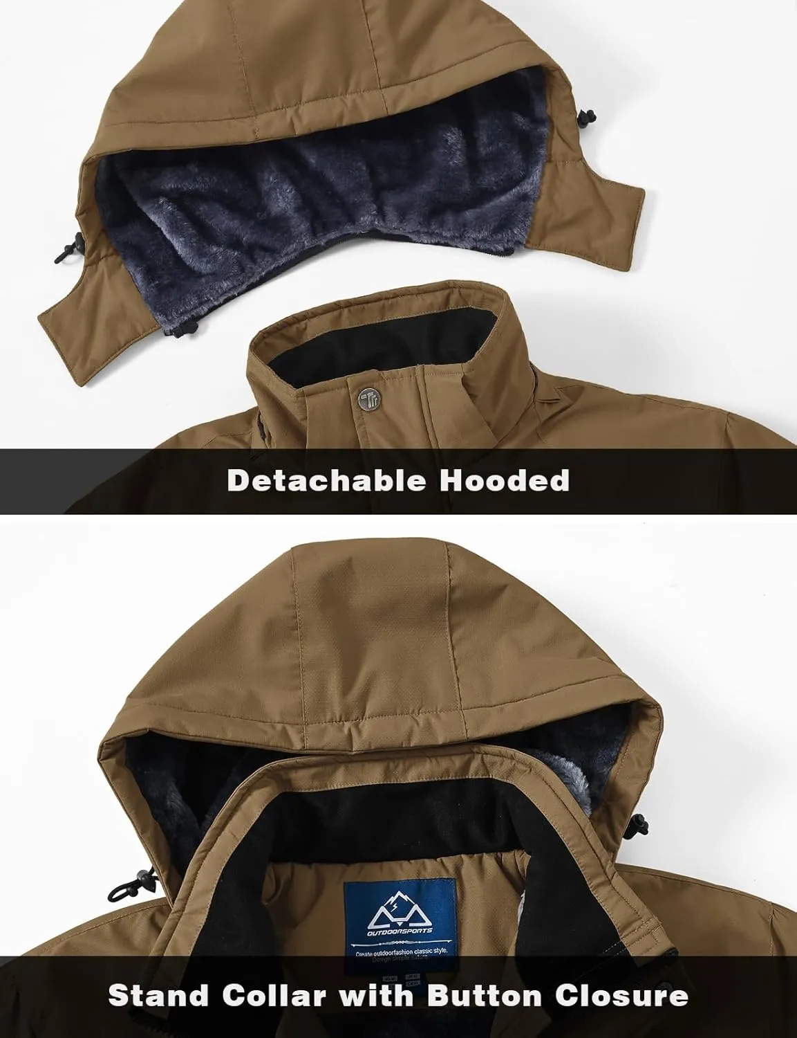 TBMPOY Men's Winter Coat Waterproof Warm Ski Snow Jackets Insulated Fleece Lined Snowboard Hooded Raincoat