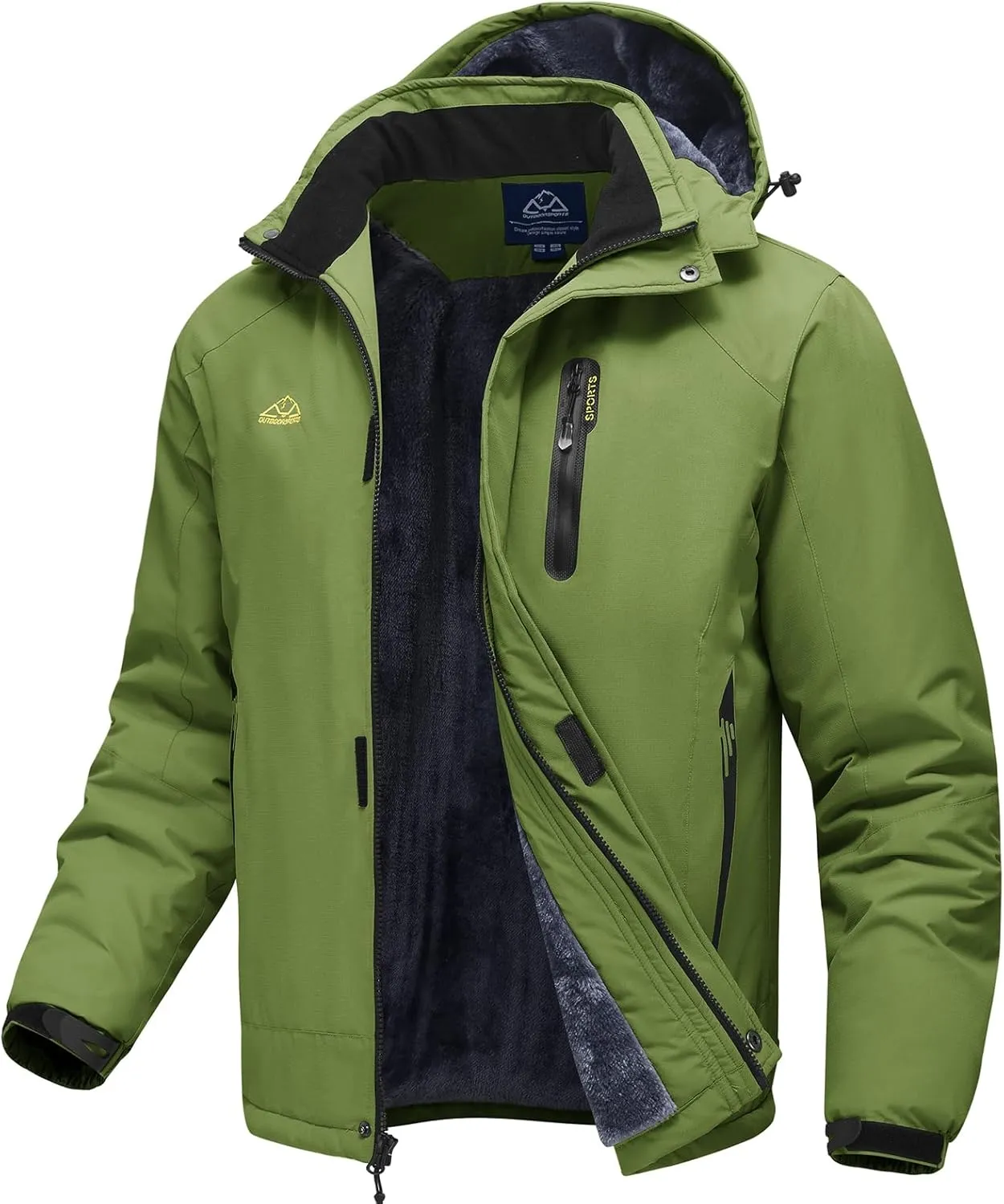 TBMPOY Men's Winter Coat Waterproof Warm Ski Snow Jackets Insulated Fleece Lined Snowboard Hooded Raincoat