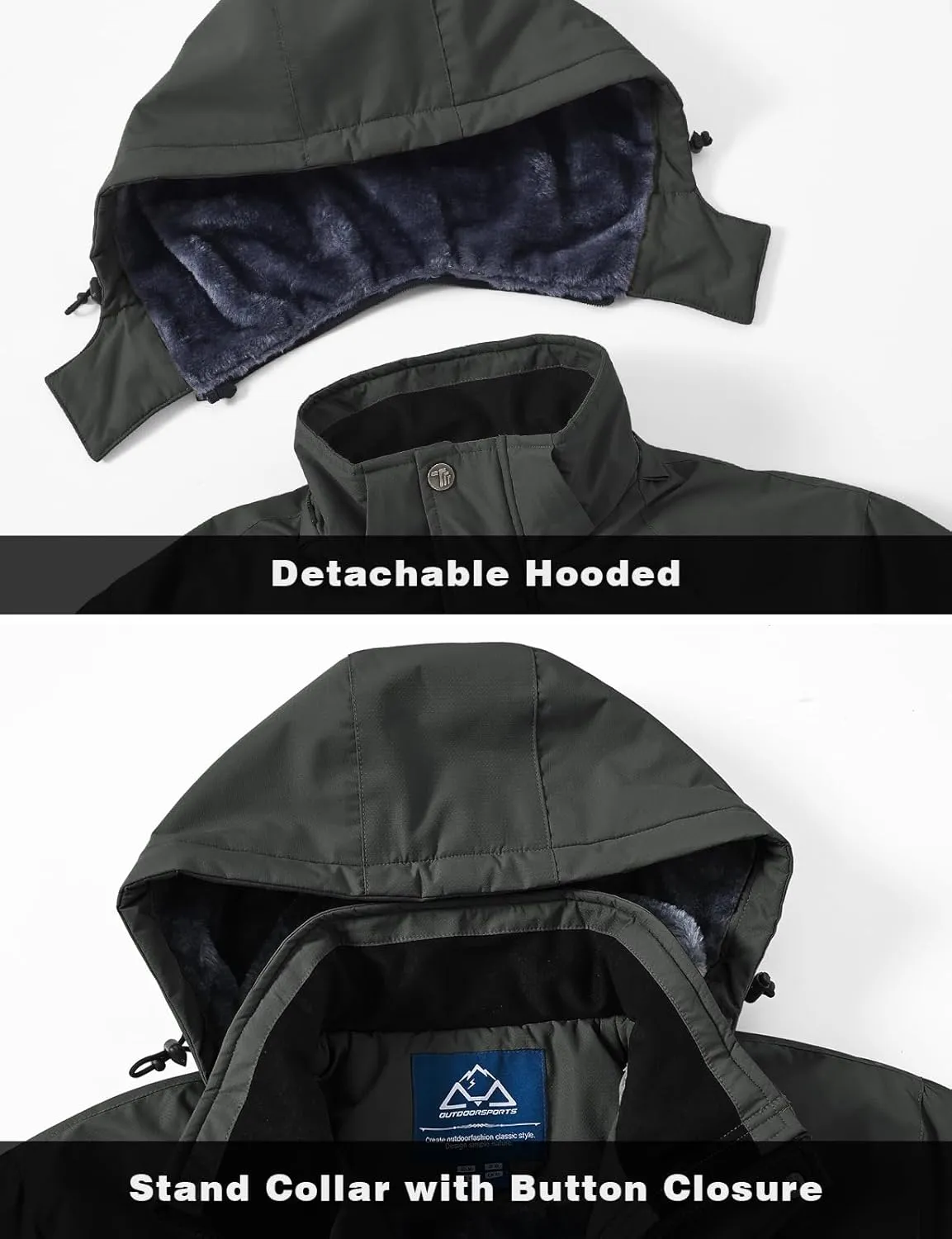 TBMPOY Men's Winter Coat Waterproof Warm Ski Snow Jackets Insulated Fleece Lined Snowboard Hooded Raincoat