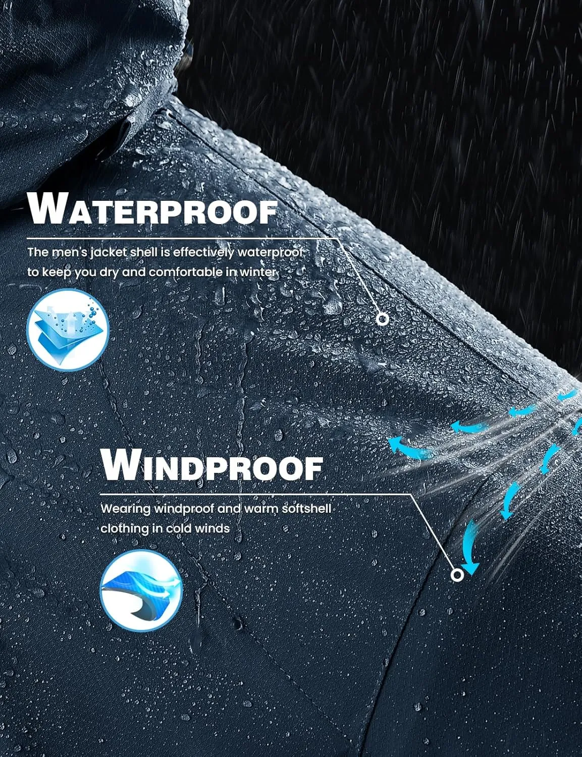 TBMPOY Men's Winter Coat Waterproof Warm Ski Snow Jackets Insulated Fleece Lined Snowboard Hooded Raincoat