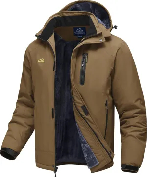 TBMPOY Men's Winter Coat Waterproof Warm Ski Snow Jackets Insulated Fleece Lined Snowboard Hooded Raincoat