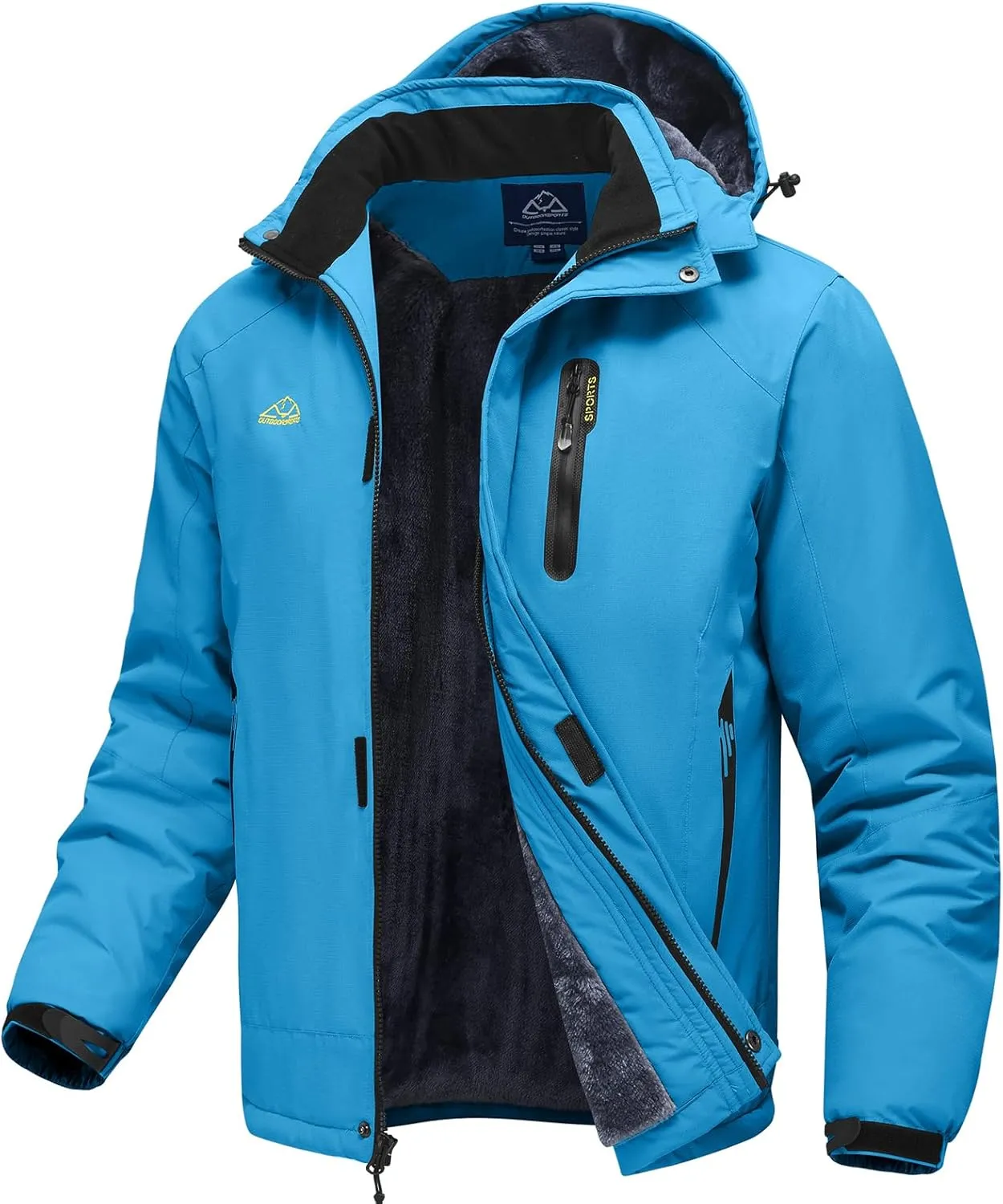 TBMPOY Men's Winter Coat Waterproof Warm Ski Snow Jackets Insulated Fleece Lined Snowboard Hooded Raincoat