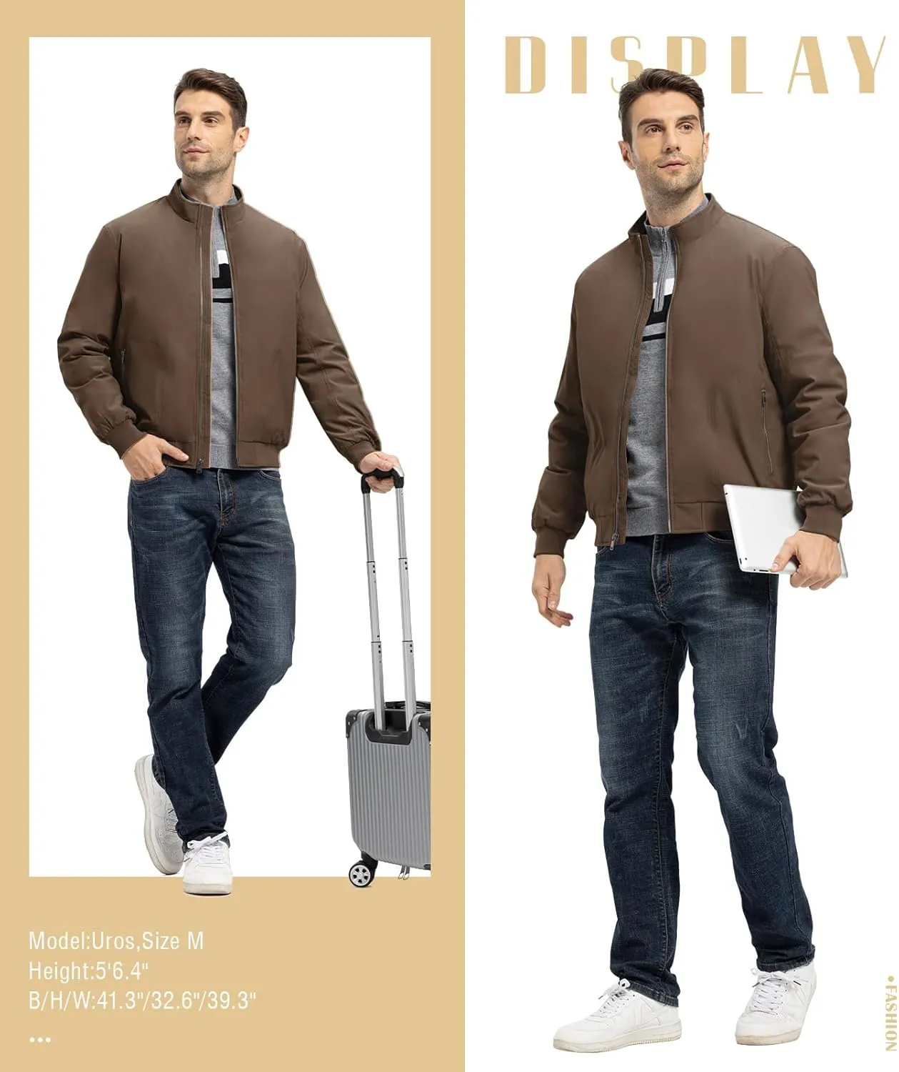 TBMPOY Men's Winter Lightweight Bomber Jackets Water Resistant Fall Casual Windbreakers Quilted Full Zip Windproof Work Coats