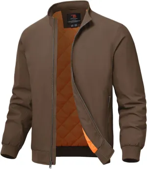 TBMPOY Men's Winter Lightweight Bomber Jackets Water Resistant Fall Casual Windbreakers Quilted Full Zip Windproof Work Coats