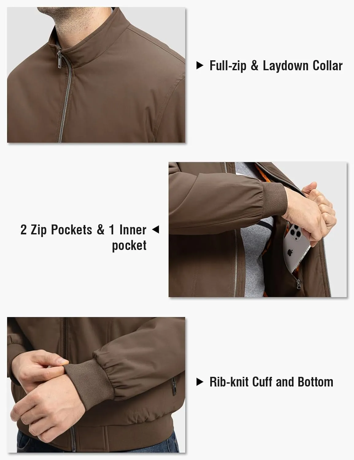 TBMPOY Men's Winter Lightweight Bomber Jackets Water Resistant Fall Casual Windbreakers Quilted Full Zip Windproof Work Coats