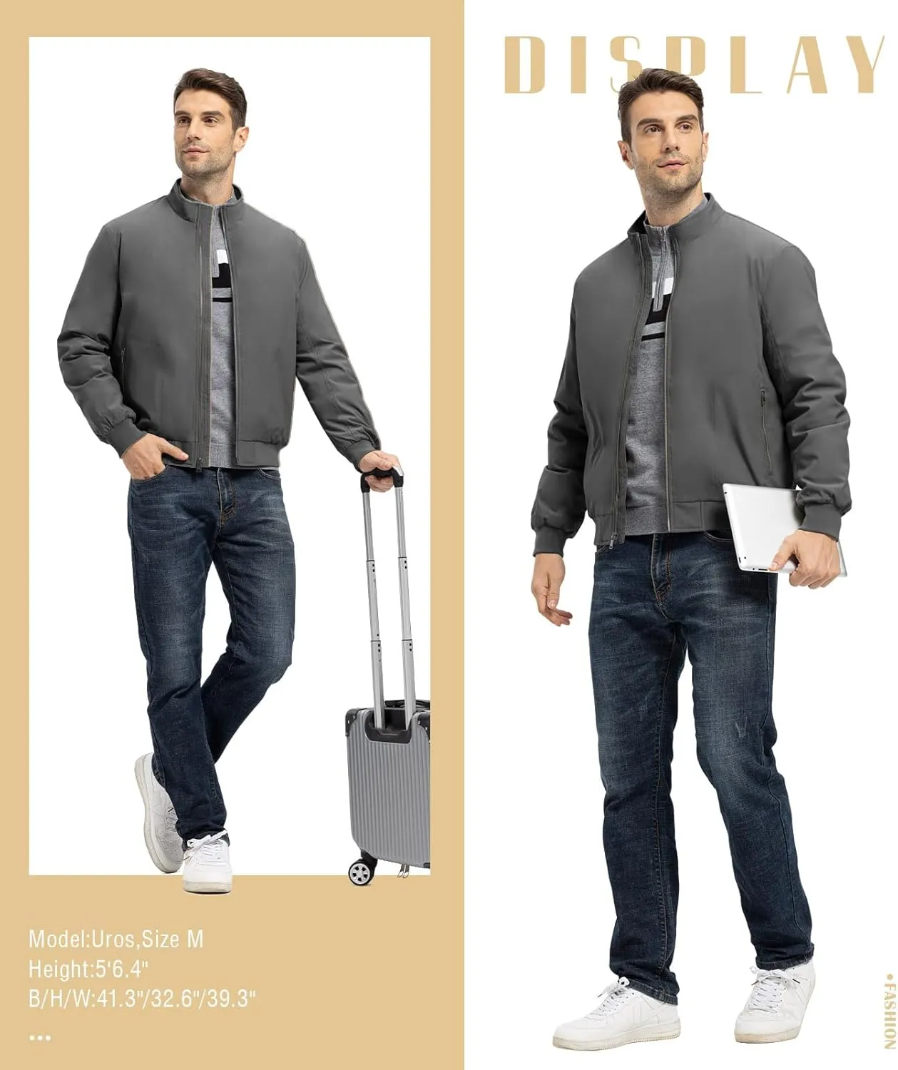 TBMPOY Men's Winter Lightweight Bomber Jackets Water Resistant Fall Casual Windbreakers Quilted Full Zip Windproof Work Coats