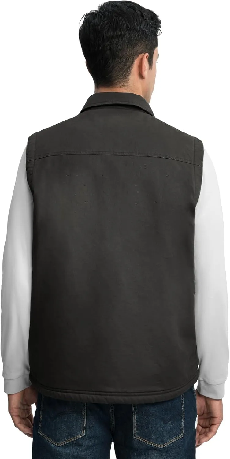 TBMPOY Men's Winter Vest Casual Sherpa Fleece lined Full Zip Lightweight Vest Outerwear Warm Cotton Travel Jackets