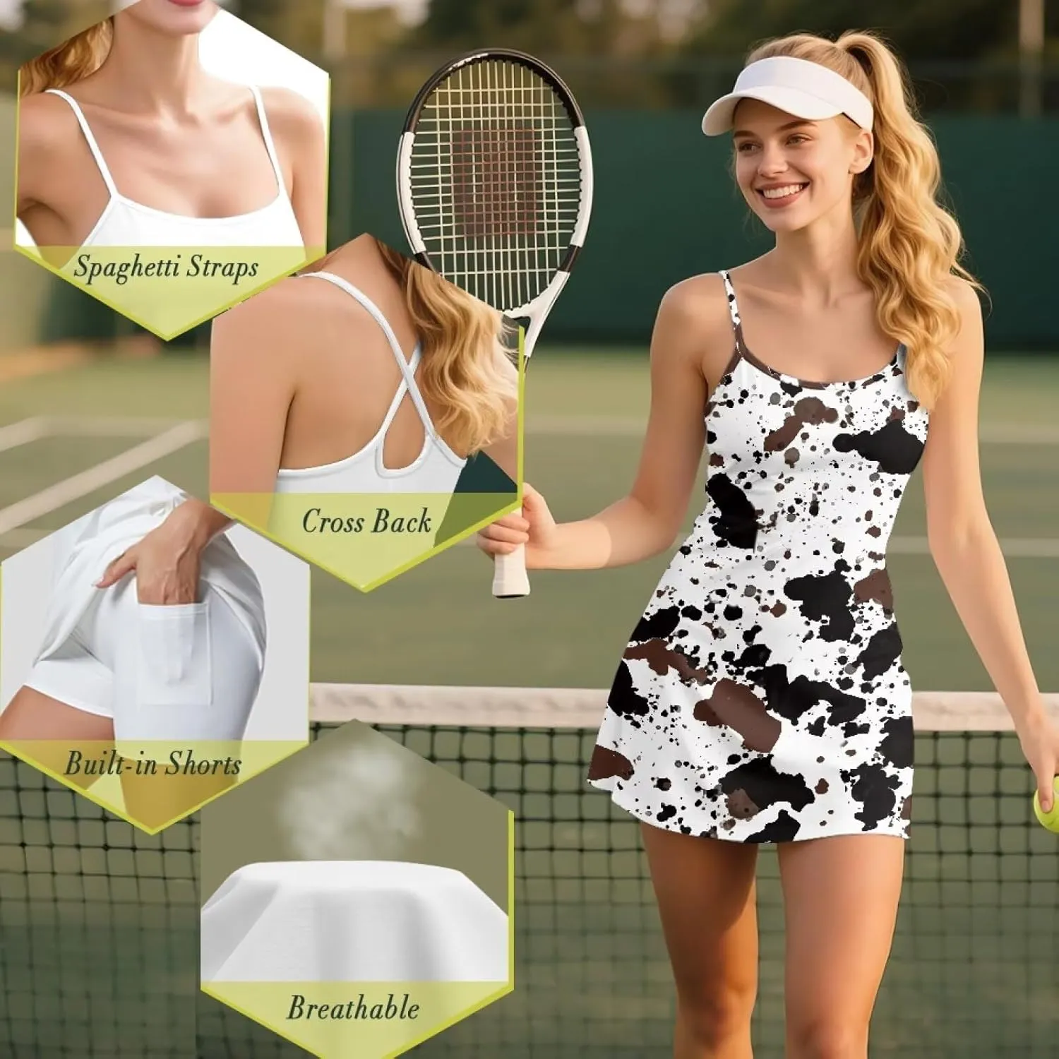 Tennis Dresses for Women with Shorts Sleeveless Backless Comfortable Athletic Golf Dress for Exercise Sports XS-2XL