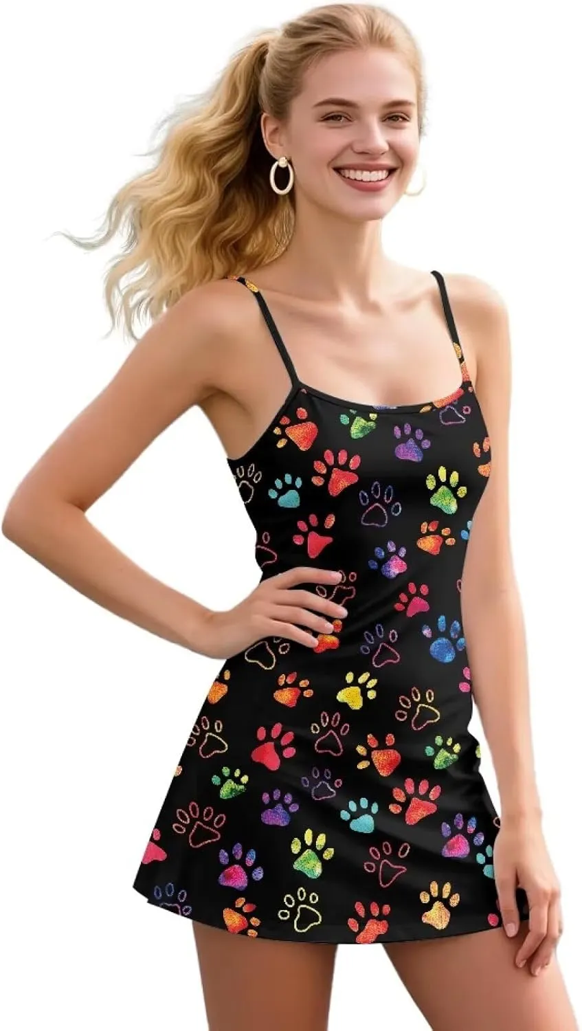 Tennis Dresses for Women with Shorts Sleeveless Backless Comfortable Athletic Golf Dress for Exercise Sports XS-2XL