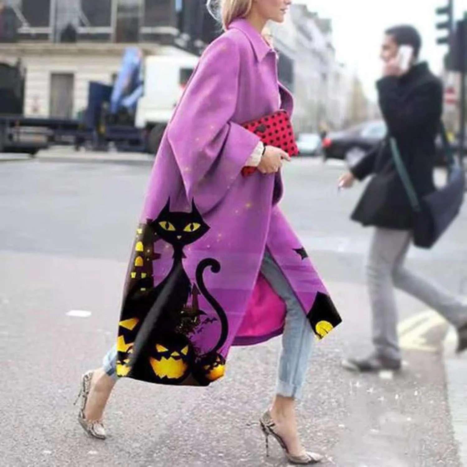 Trench Coat for Women's Oversized Fashion Printed Jackets Boho Long Cardigans Casual Open Front Coats Outerwear