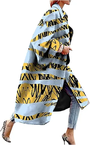 Trench Coat for Women's Oversized Fashion Printed Jackets Boho Long Cardigans Casual Open Front Coats Outerwear