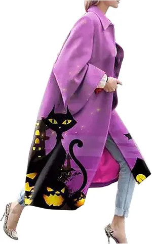 Trench Coat for Women's Oversized Fashion Printed Jackets Boho Long Cardigans Casual Open Front Coats Outerwear