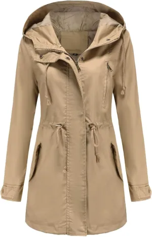 Trench Coats for Women Fall Fashion 2024 Lightweight Casual Coat Elegant Winter Drawstring Loose Windproof Jackets