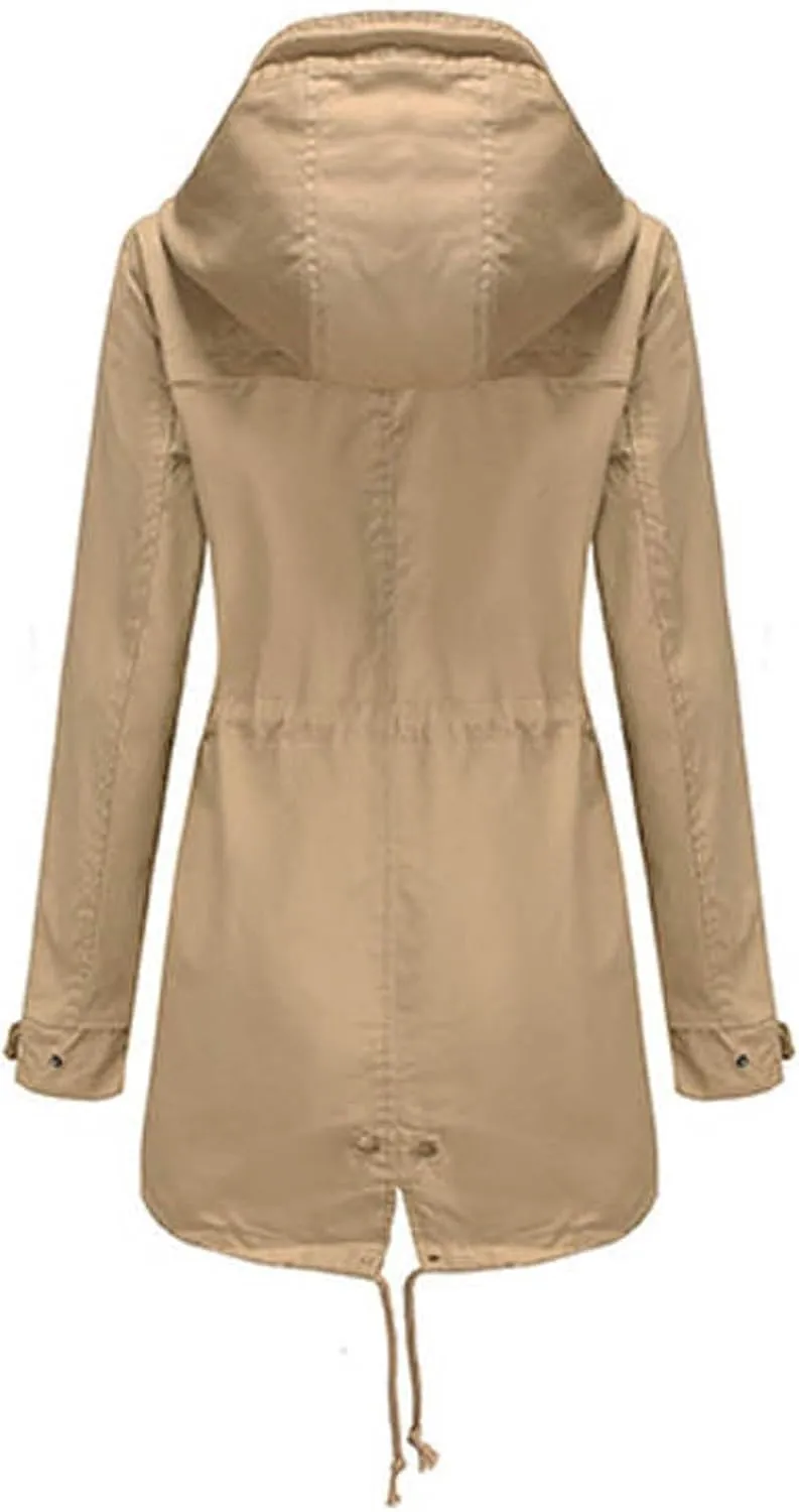 Trench Coats for Women Fall Fashion 2024 Lightweight Casual Coat Elegant Winter Drawstring Loose Windproof Jackets