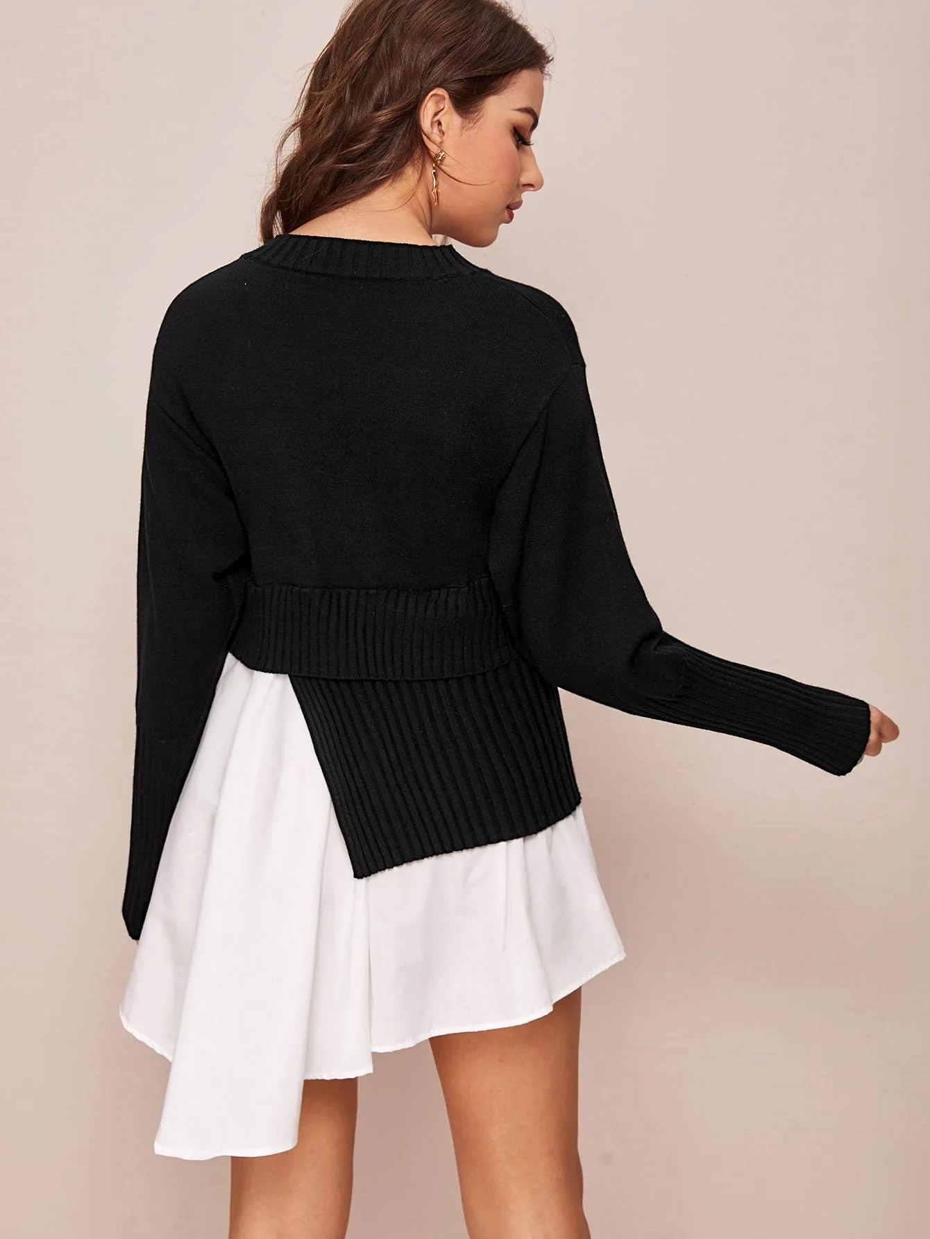 Two Tone Spliced Jumper Dress