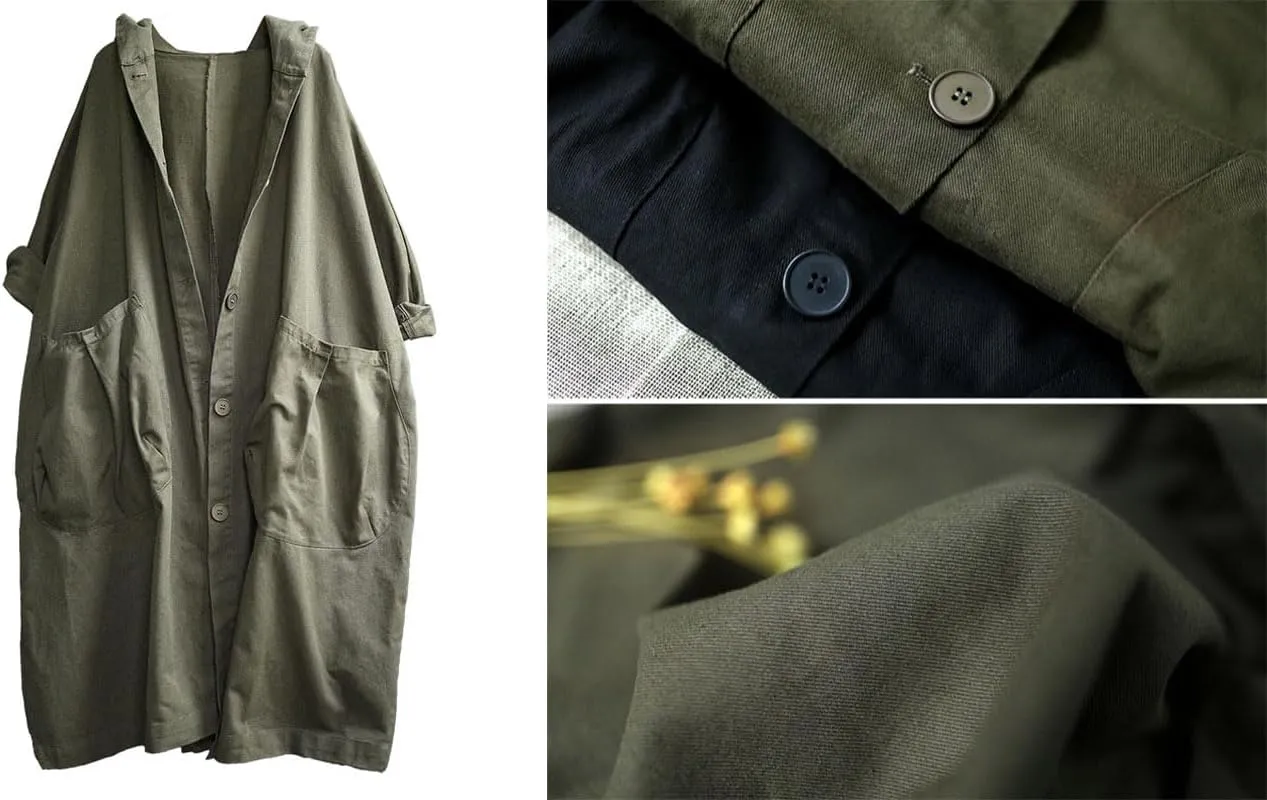 utcoco Women's 2024 Fall Oversized Long Trench Coat Single Breasted Windproof Hooded Overcoat with Pockets