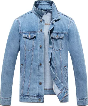 voeeron Denim Jacket Men Durable Comfortable and High Performance Jean Jacket Men