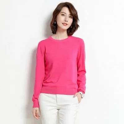 Winter Solid Round Neck Sweater