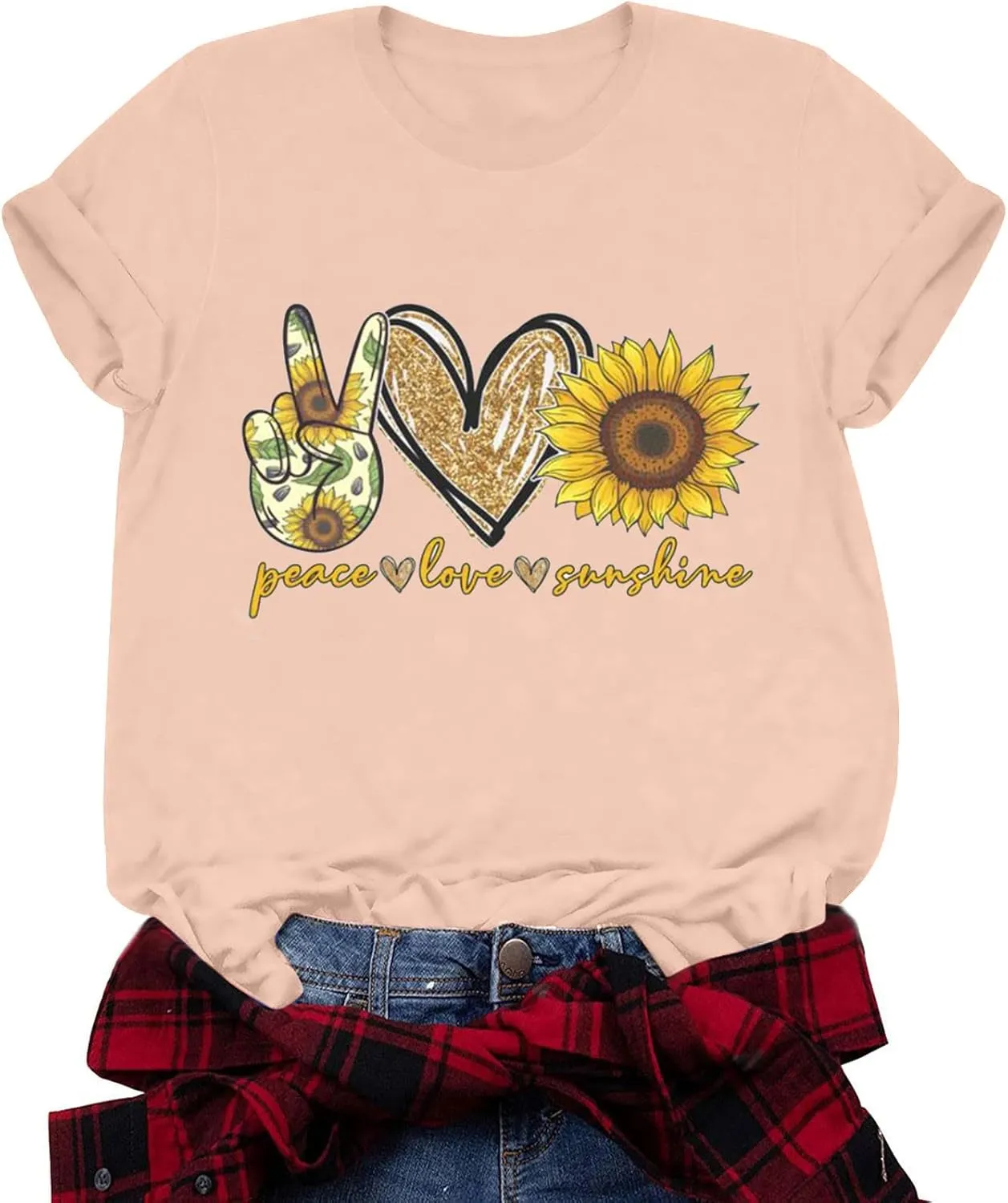 Women Short Sleeve Tops Summer Tees Plus Size Tops 2025 Tees Tshirts Shirts Cute Sunflower Graphic T-Shirt