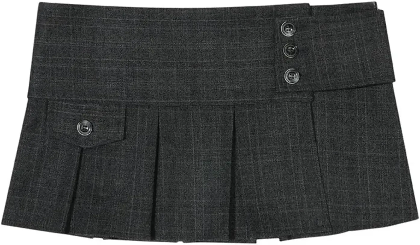 Women Vintage Casual Pleated Skirts Spring Summe Comfortable High Waist Female A-Line Skirts