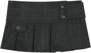 Women Vintage Casual Pleated Skirts Spring Summe Comfortable High Waist Female A-Line Skirts
