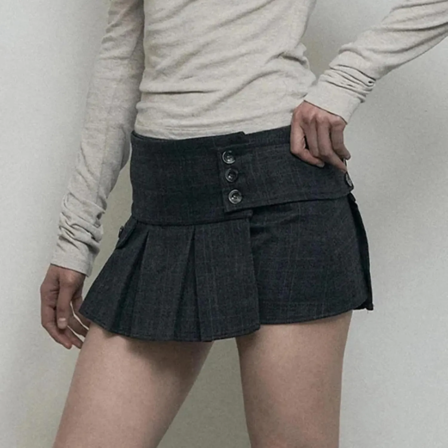 Women Vintage Casual Pleated Skirts Spring Summe Comfortable High Waist Female A-Line Skirts