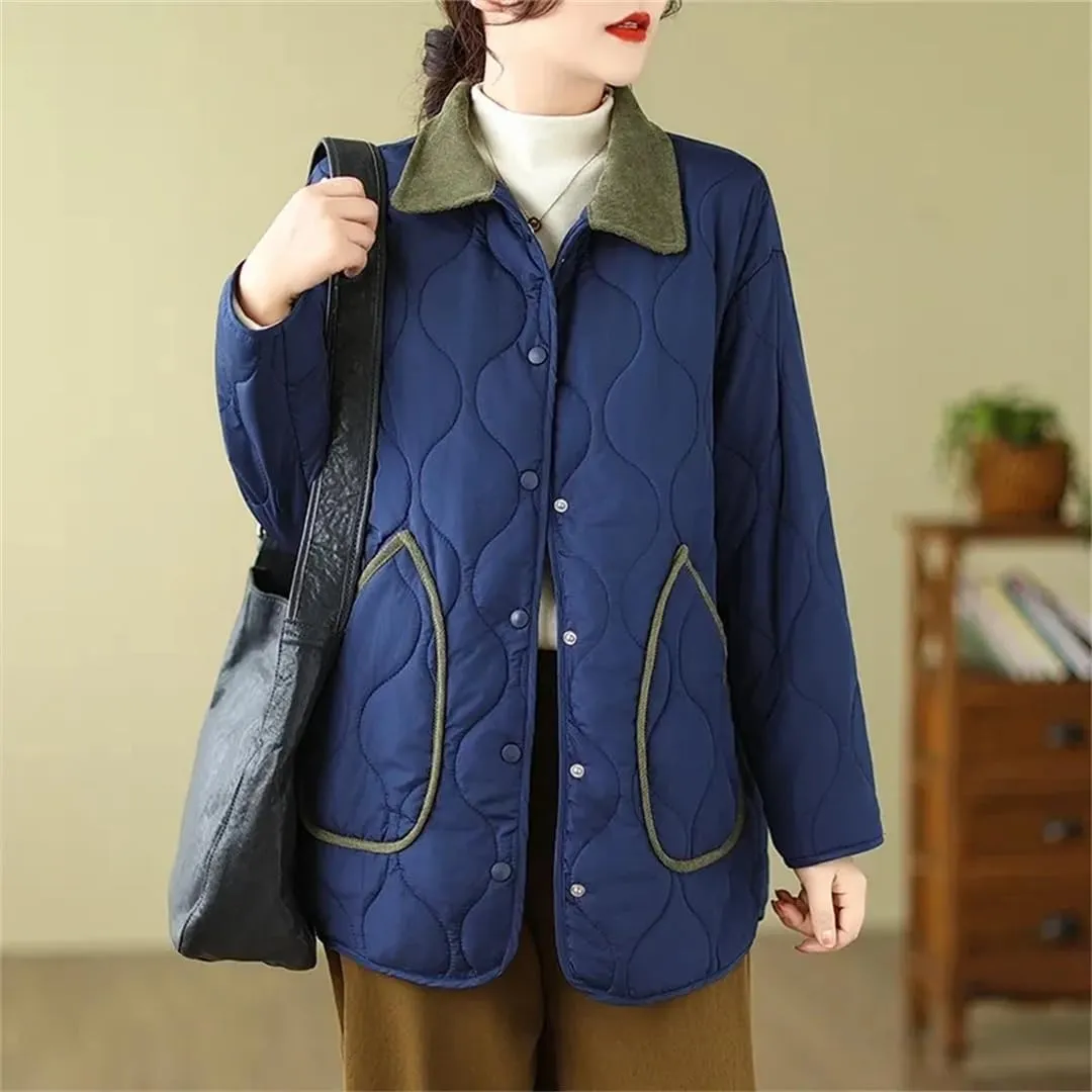 Women's And Winter Retro Padded Coat Long Clothes Keep Warm Cotton-Padded Jacket Comfortable Casual Coat
