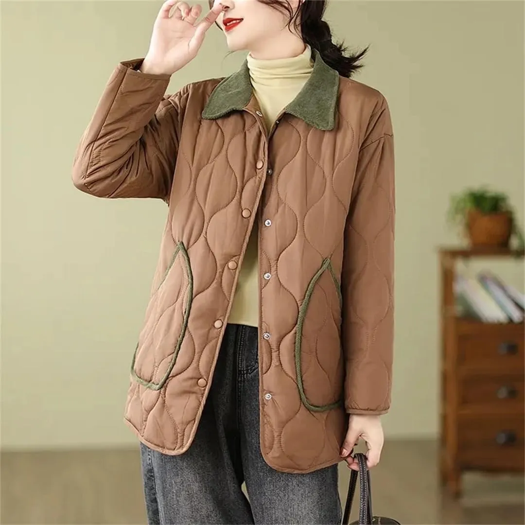 Women's And Winter Retro Padded Coat Long Clothes Keep Warm Cotton-Padded Jacket Comfortable Casual Coat
