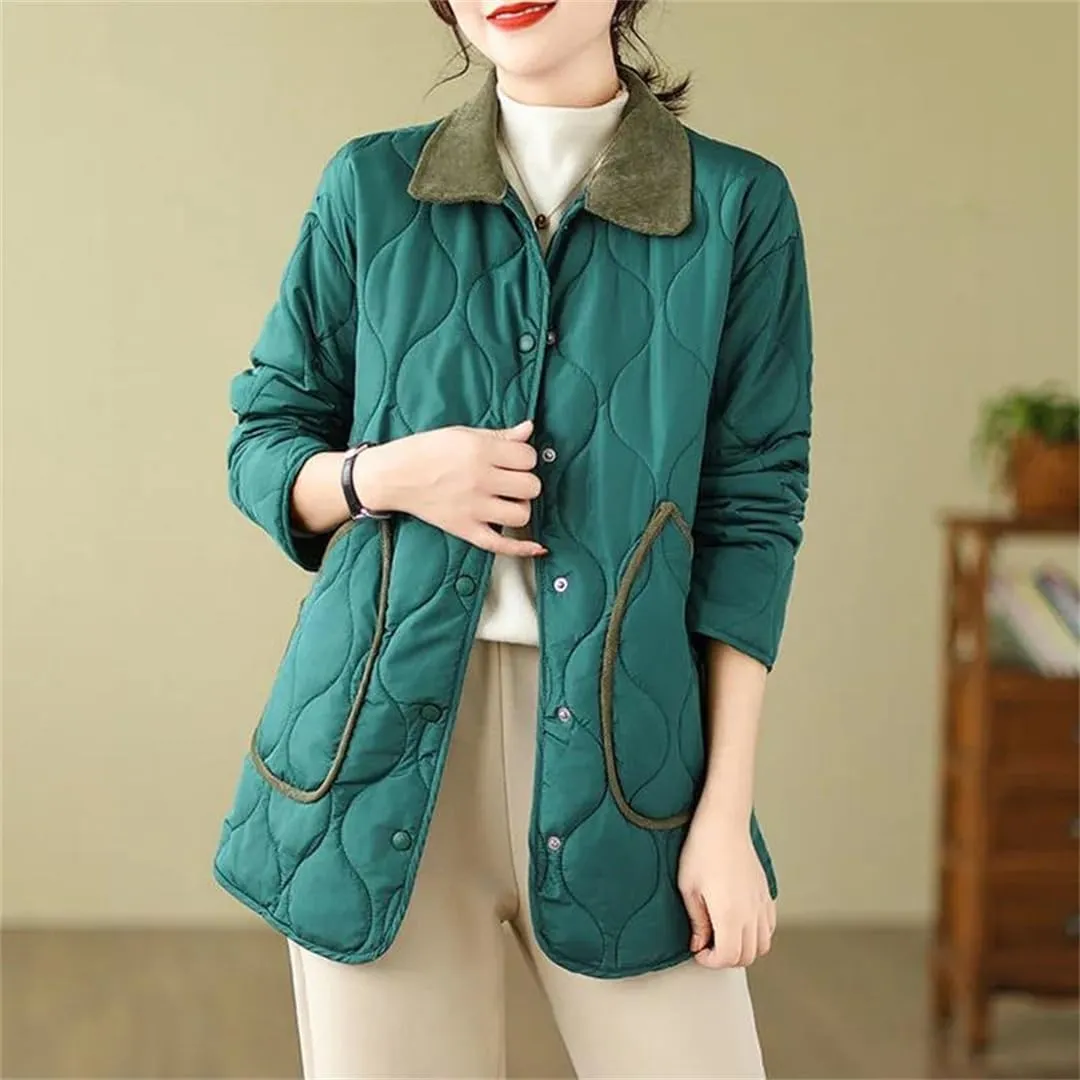 Women's And Winter Retro Padded Coat Long Clothes Keep Warm Cotton-Padded Jacket Comfortable Casual Coat