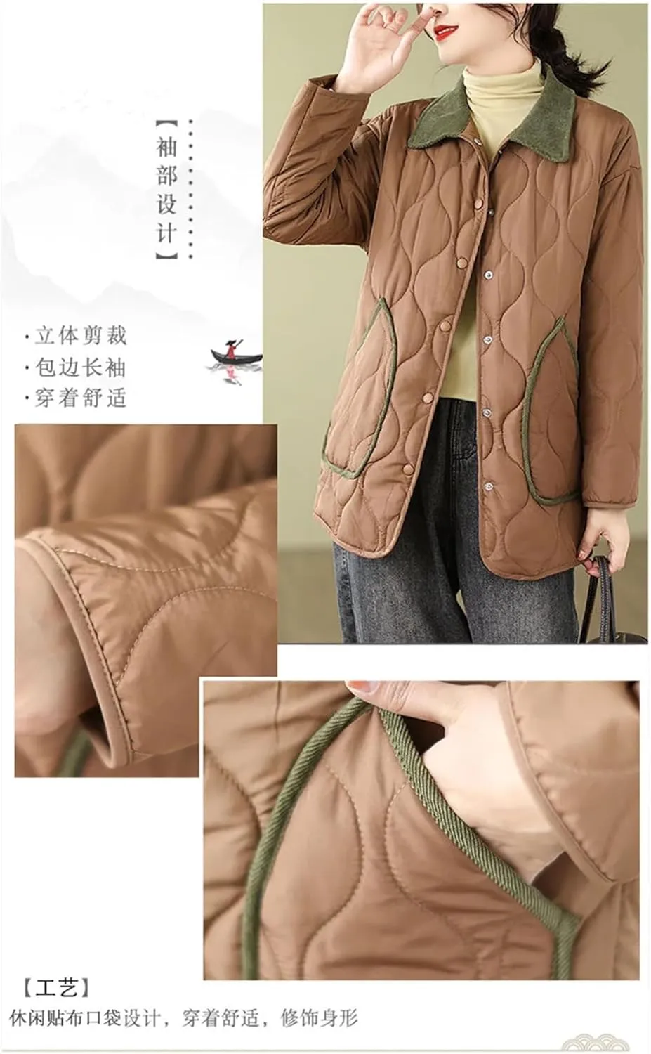 Women's And Winter Retro Padded Coat Long Clothes Keep Warm Cotton-Padded Jacket Comfortable Casual Coat