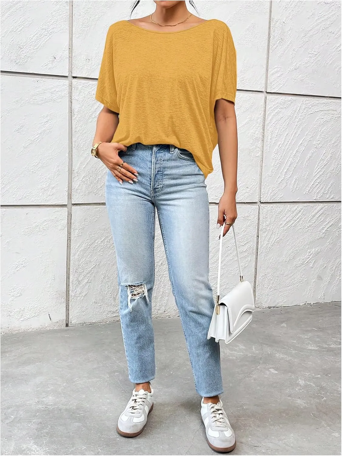 Women's Backless Twist Knot T Shirt Oversized Solid Short Sleeve Tees Open Back Asymmetrical Hem Casual Tops