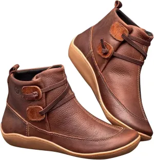 Womens Boots Ankle Brown Booties with Heel Steel Toe Boots for Women Boot Shoes for Women Cozy Warm Lightweight Cut Out Chunky Stacked Heel Slip on