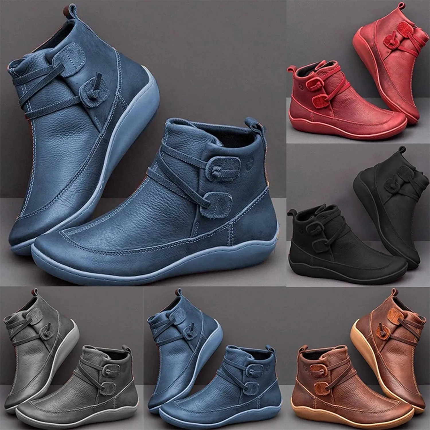 Womens Boots Ankle Brown Booties with Heel Steel Toe Boots for Women Boot Shoes for Women Cozy Warm Lightweight Cut Out Chunky Stacked Heel Slip on
