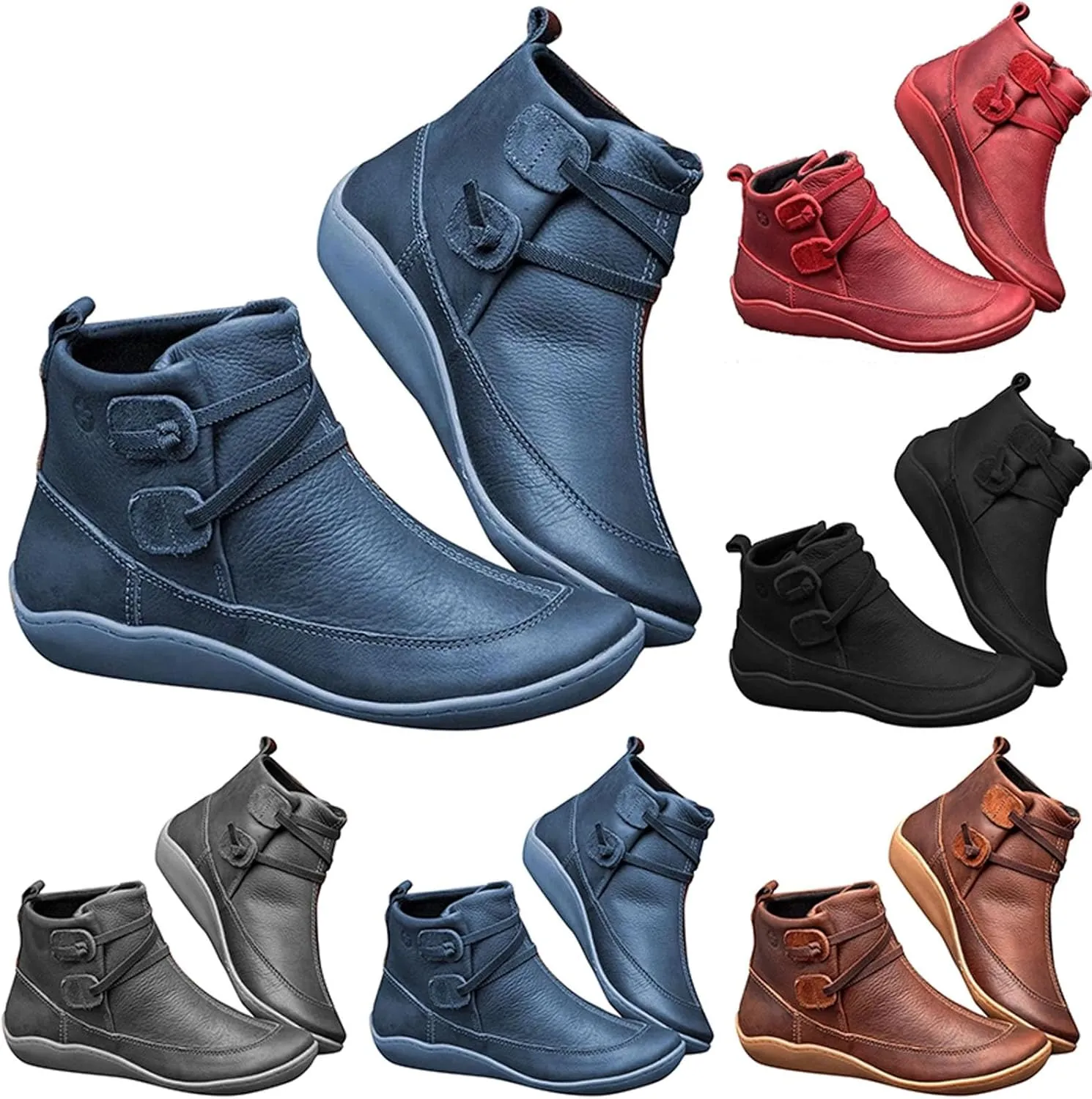 Womens Boots Ankle Brown Booties with Heel Steel Toe Boots for Women Boot Shoes for Women Cozy Warm Lightweight Cut Out Chunky Stacked Heel Slip on