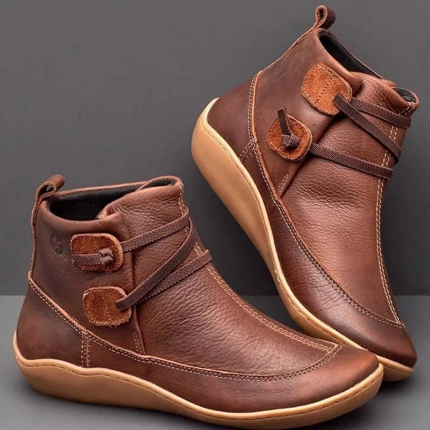 Womens Boots Ankle Brown Booties with Heel Steel Toe Boots for Women Boot Shoes for Women Cozy Warm Lightweight Cut Out Chunky Stacked Heel Slip on