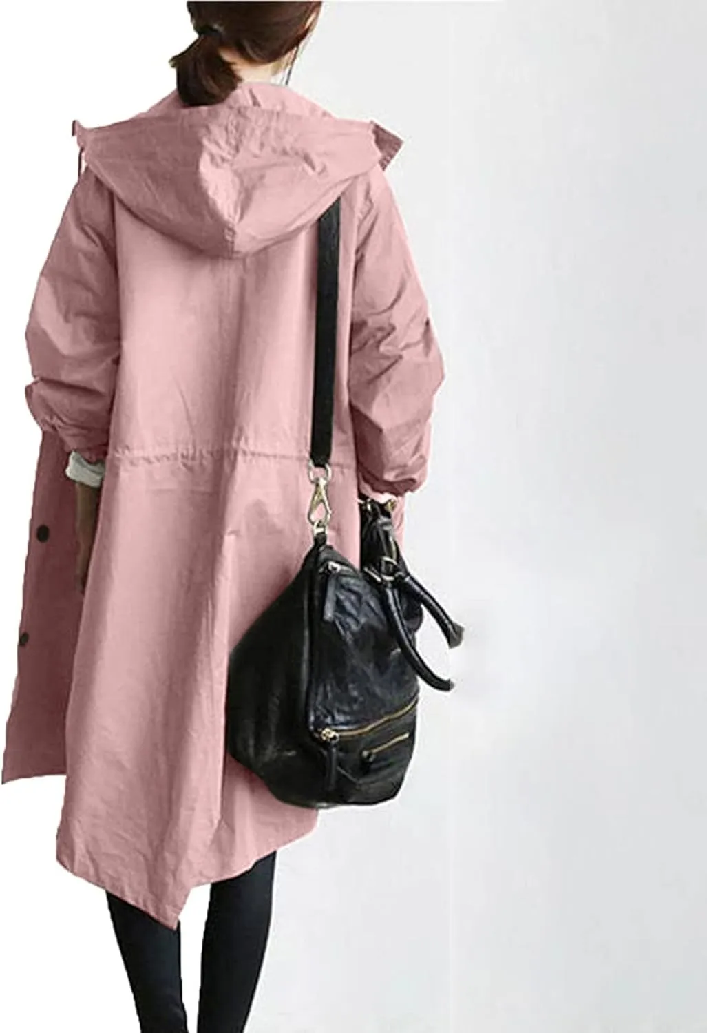 Women's Hooded Trenchcoat Windbreaker Plus Size Windproof Waterproof Long Jackets Raincoats for Women with Hood