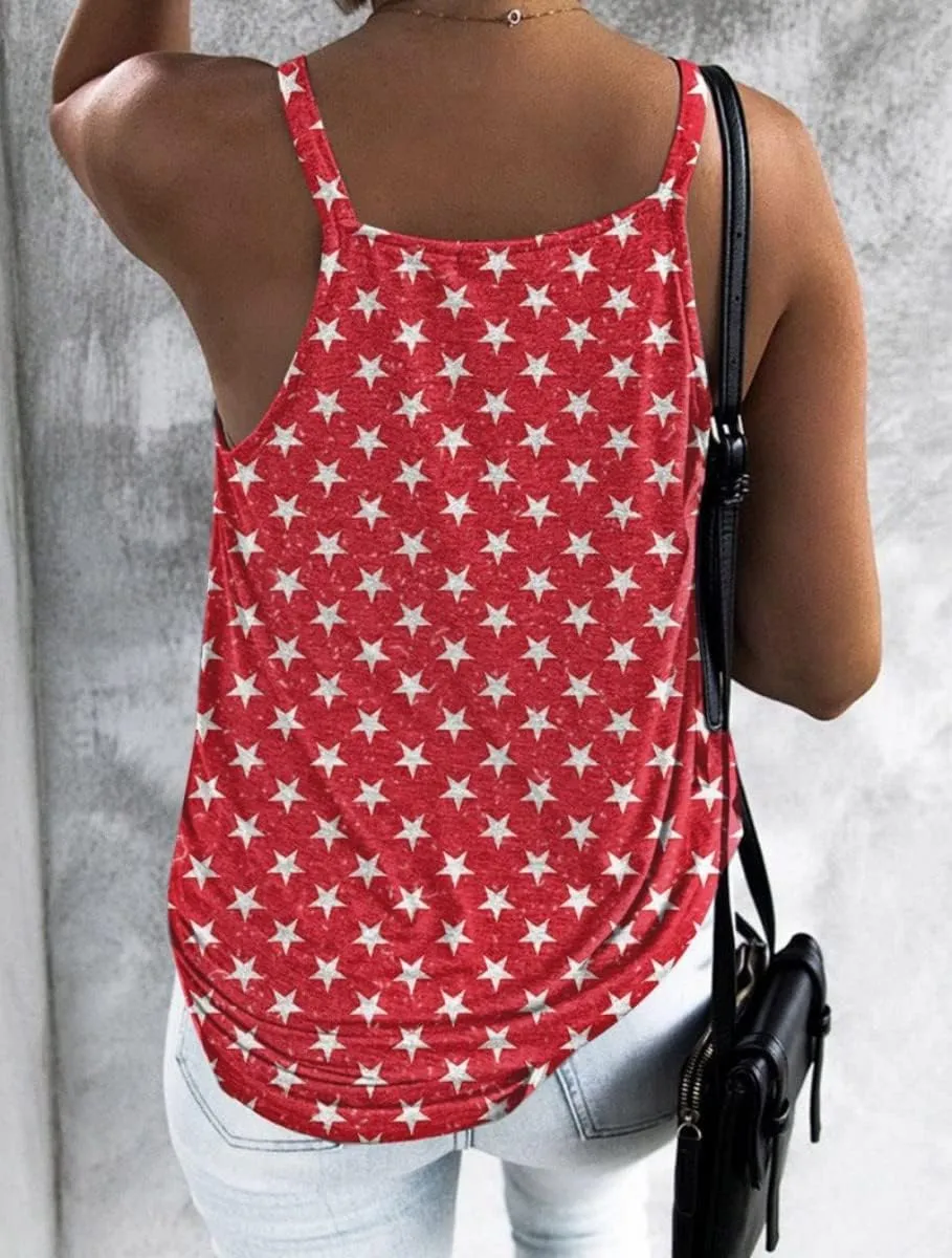 Womens Leopard American Flag Star Tank Tops Cute July 4th Independence Day Sunflower Graphic Tees T-Shirts