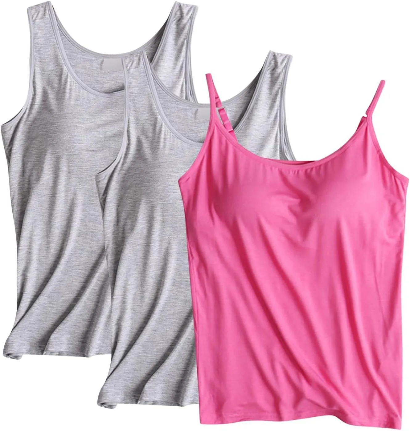 Women's Shelf Bra Camisole Summer Tops Spaghetti Strap Cami Tank Cotton Undershirts 3 Pack